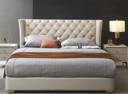 Chesterfield Design Bett Schlafzimmer Kunstleder Polster 180x200 Neu